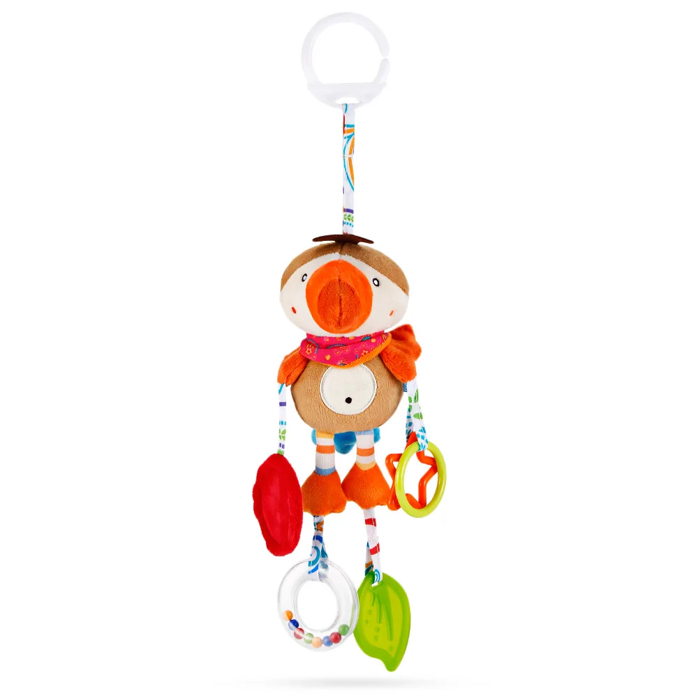 Baby Stuffed Animal Plush Toy Cartoon Parrot Rattle Stroller Pendant Baby Cribs, Cradles, Strollers,Bed Hanging Bell