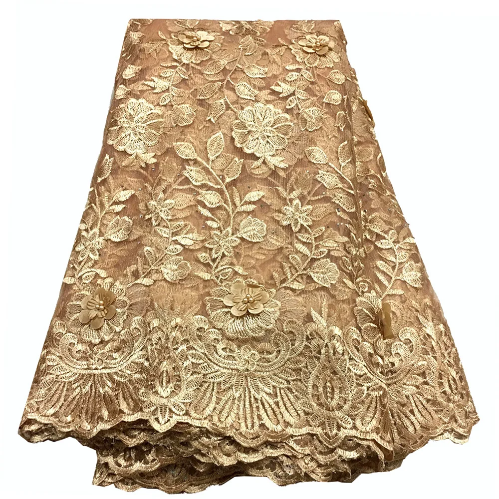 Последние фиолетовая кружевная ткань Высокое качество белого золота Персик 3d кружева африканский тюль кружевная ткань в нигерийском стиле вышитые ажурная ткань