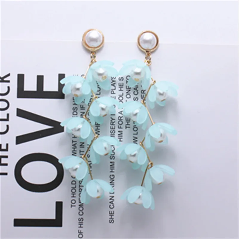 Горячие дизайн модные брендовые украшения Искусственный жемчуг Цветы Серьги летний Стиль Длинные для женщин подарок