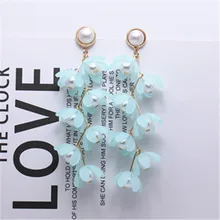 Горячие дизайн модные брендовые украшения Искусственный жемчуг Цветы Серьги летний Стиль Длинные для женщин подарок