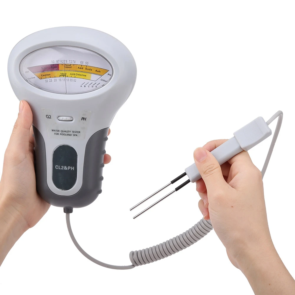 

PC-102B CL2 Chlorine Tester PH Meter Swimming Pool Spa Water Quality Analyzer with Probe.