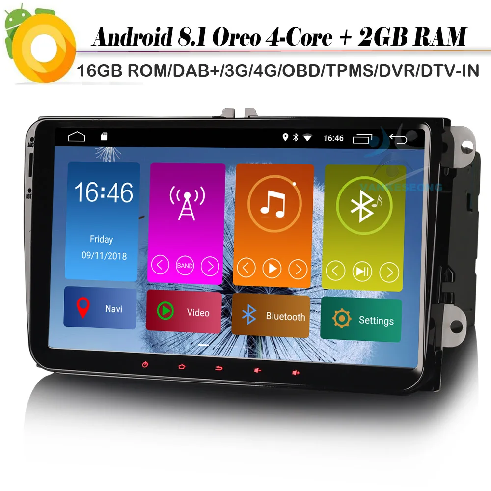9 &quotDAB + Android 8 1 Авторадио СБ Navi WiFi 4G GPS DVR OBD Bluetooth стерео для VW Passat Golf Mk5/6 T5 EOS