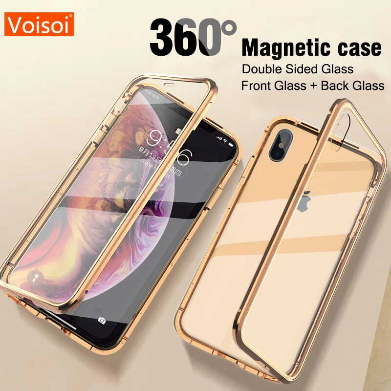 Чехол для телефона iPhone XS MAX X XR 7 8 Plus чехол металлический магнит крышка