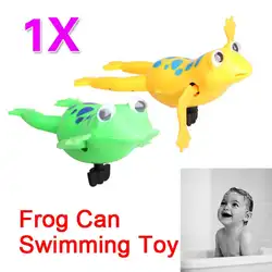 Бесплатная доставка! Плавающая Лягушка на батарейках ванна бассейн милая игрушка ветер-вверх Плавание Лягушки детские игрушки ME3L