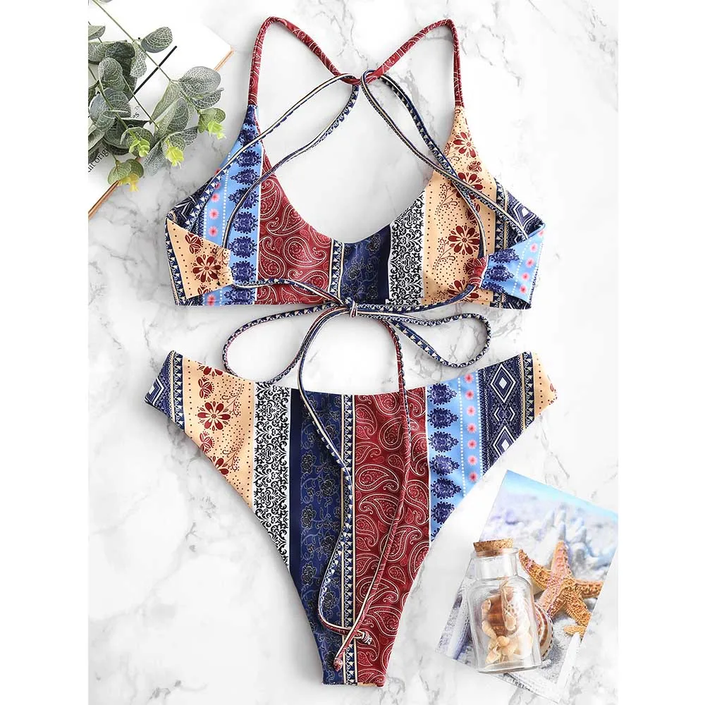 ZAFUL النساء العرقية زهرة Strappy و مجموعة البكيني 2019 السباغيتي الأشرطة سلك شحن لباس سباحة بيزلي عالية قطع مثير ملابس السباحة Biquini ZAFUL النساء العرقية زهرة Strappy و مجموعة البكيني 2019 السباغيتي الأشرطة سلك شحن لباس سباحة بيزلي عالية قطع مثير ملابس السباحة Biquini