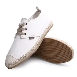 Повседневная однотонная обувь на плоской подошве для мужчин, модная парусиновая обувь на шнуровке, демисезонные Молодежные кроссовки для