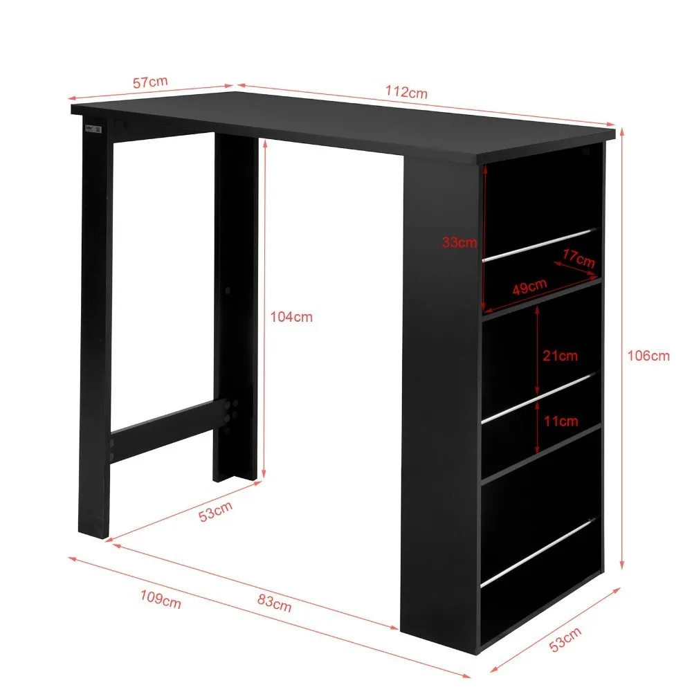 SoBuy FWT17 Kitchen Dining Table Bar Table Coffee Table with 3-Tier Storage Rack