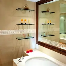 Белые кружевные цветочные обои для ванной комнаты зеркальный Декор наклейки на уровне талии Diy окно витрина Клей настенные стикеры Ez078