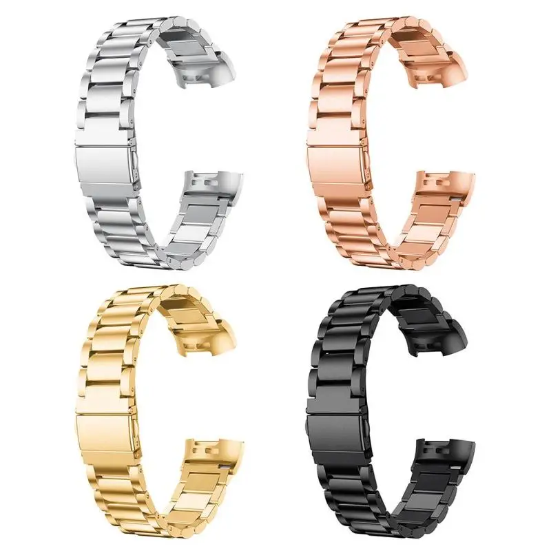 

3 Bead Stainless Steel Watch Band Wrist Strap+Connector for Fitbit Charge 3
