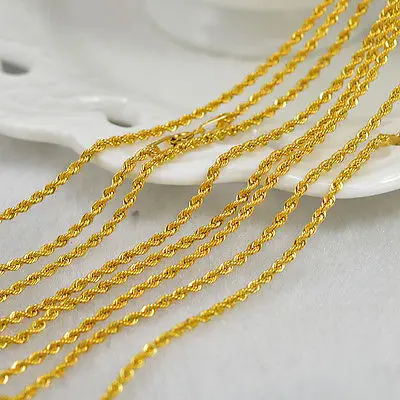 Подлинное ожерелье из желтого золота 18K/мужское и женское цепочка веревки/2