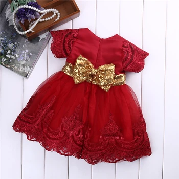 

CANIS 2019 New Baby girl clothes Princess Dress Clothes Short Sleeve Lace Bow Ball Gown Tutu PartyToddler Kids Fancy Dress