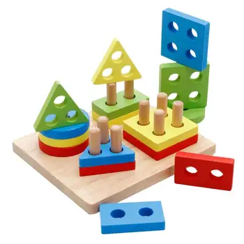 

Intelligence Sleeve Column For Children Wooden Shape Pairing Building Blocks Cognitive Early Learning Kids Baby Puzzle Toy