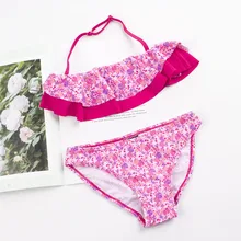 Детский купальный костюм с принтом для малышей, комплект бикини для девочек из двух предметов, г. Новая летняя пляжная одежда Детский Спортивный Купальный Костюм