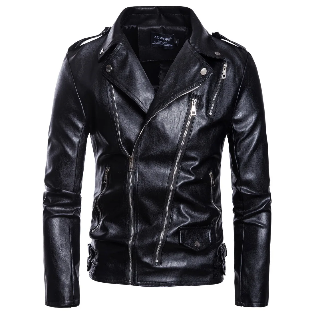 Black Plus Size Motorcycle Leather Jacket Men Classic Design Multi-Zippers Biker Jackets Male Bomber Leather Jackets Coats 5xl