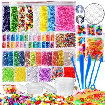 

72Pack DIY Decoration Making Kits Supplies Handmade Slime Colorful Foam Ball Granules Slime Material Set Birthday Party Supplies