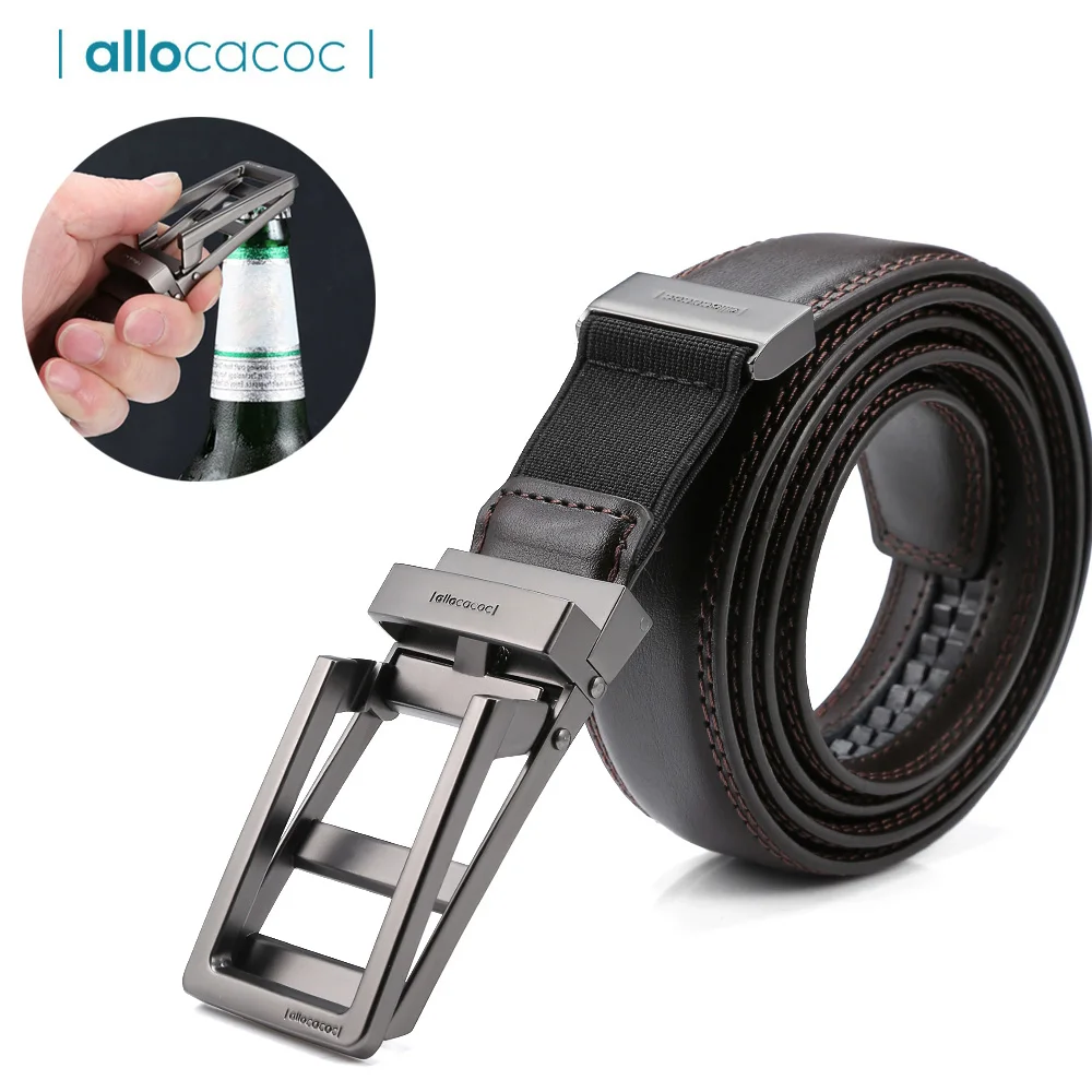 

Allocacoc Stretch Belt Men Top Quality Genuine Luxury Leather Belts for Men,Strap Waistband with Buckle for Bottle Opening