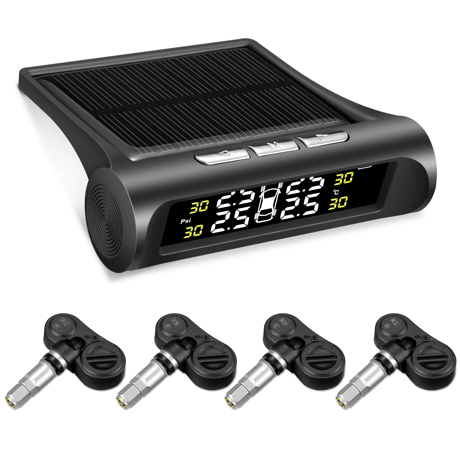 C240 Car TPMS Tyre Pressure Monitoring System Solar Power Digital Display with 4 Internal