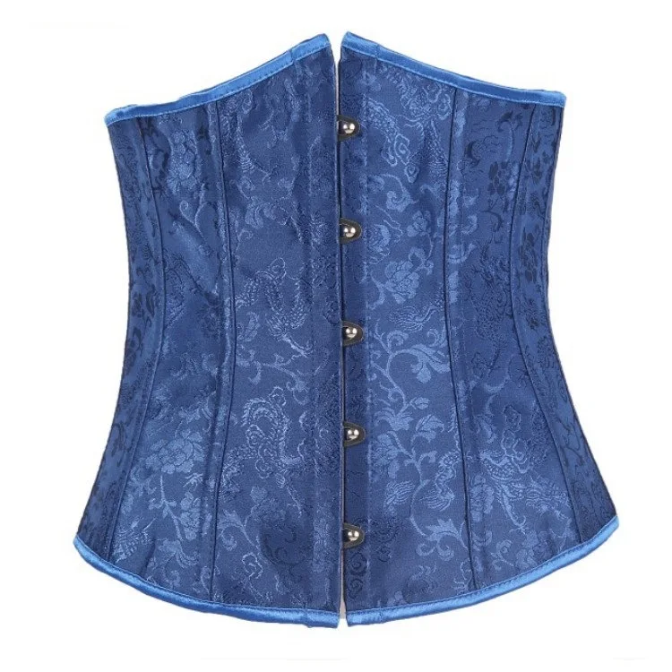 Women's Corset Half body Corset Printed Corset Blue Corsetin Tops from
