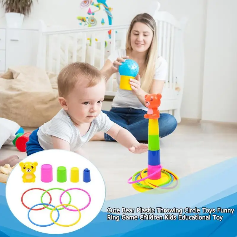 Cute Bear Plastic Throwing Circle Toys Funny Ring Game Kids Educational