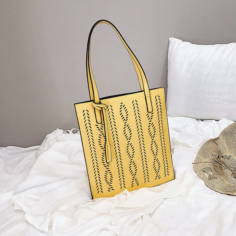 

Luxury Brand Tote Bags Women 2019 High Quality PU Leather Female Designer Handbags Ladies Hand Bag Hollow Out Shoulder Bag sac