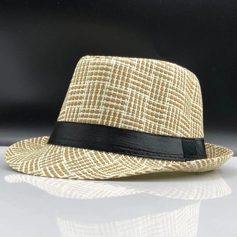 

2019 Fashion Summer Straw Men's Sun Hats Fedora Trilby Gangster Cap Summer Beach Cap Panama Hat Sombrero Travel Sunhat