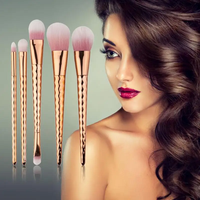 

5 Pcs/Sets Makeup Brushes Set Kits Eyeshadow Lip Eyebrow Brusher Brush Rose Gold New Arrival Maquiagem Powder Brushes Kits Tools