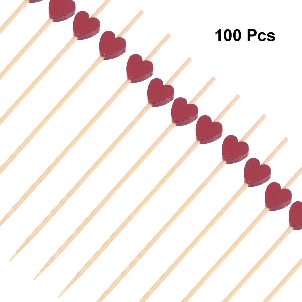 100 шт 12 см Коктейльные шпажки творческий ручной работы в форме сердца бисера трубочки для аперитива фрукты зубочистки вечерние поставки(красный