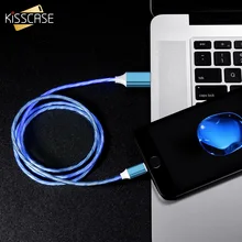 KISSCASE USB кабель для iPhone XR X 8 7 6 S 6 Plus XS Max 1 м легкий кабель для зарядки данных для iPhone 5 5S SE красочный шнур стримера
