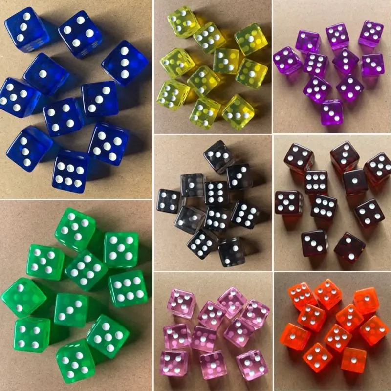 10 шт. 16 мм шестигранный D6 RPG прозрачный Прямой Угловой Инструмент для игры в кости