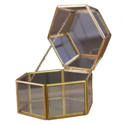 Свадебная стеклянная коробка для колец Пентагон геометрическое медное кольцо