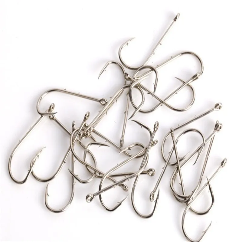 

High Carbon Steel Fish Hook Barbed 10PCS 1#-5/0 Fishing Hooks Baitholder Worm Pond Jig Big Hook Sliced Shank Accessories Pesca