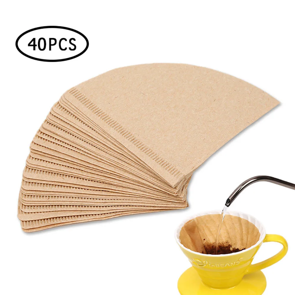 

40 Pcs/Bag Wooden Original Hand Drip Paper Coffee Filter Espresso Coffee Filter Packs Tea Bag Strainer Green Tea Infuser