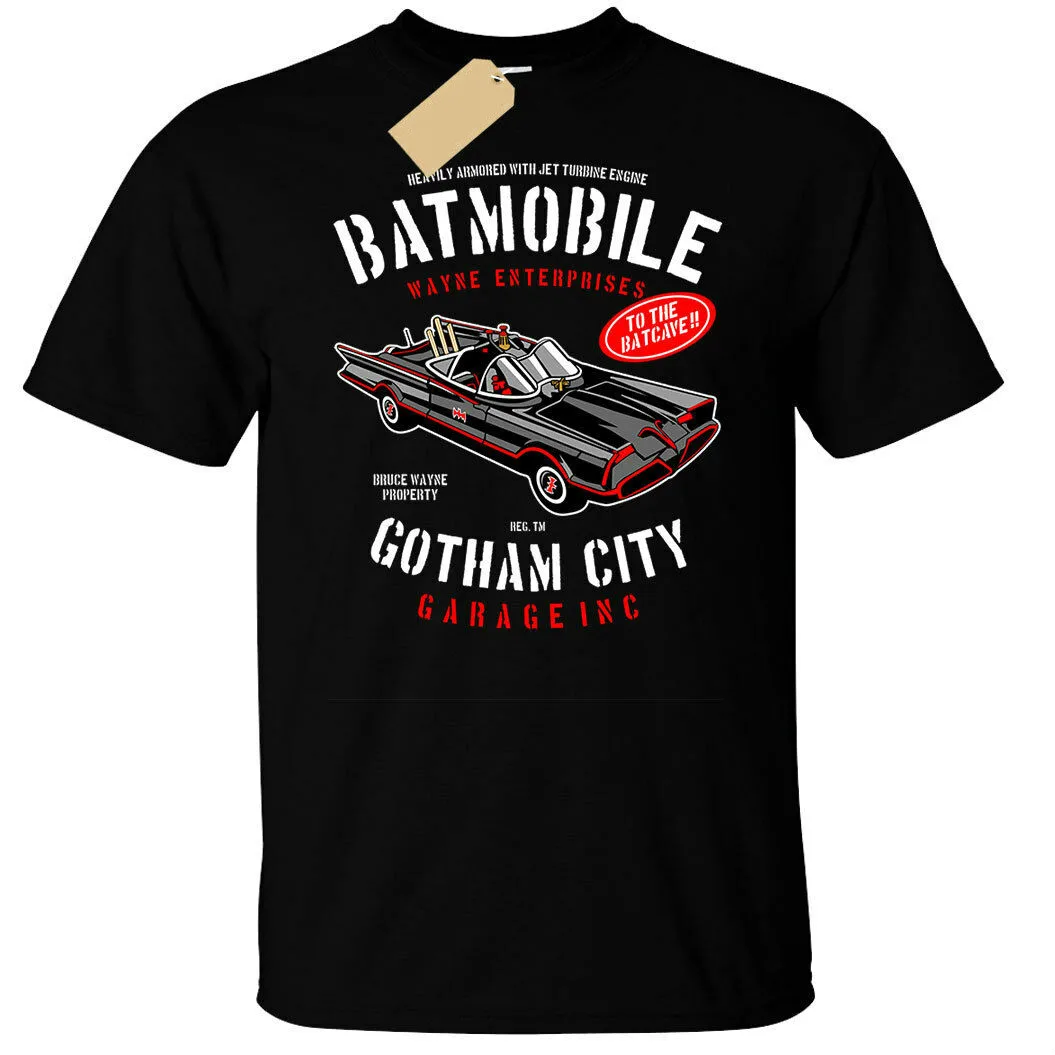 Бэтмобиль футболка Мужская s Забавный gotham garage car wayne Футболка мужская