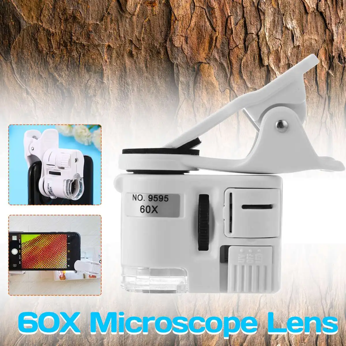 

Cellphone Microscope 60x Portable Microscope Magnifier Lens With LED Lights Mobile Phone Mini Clip and Money Detection Lights