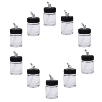 

Promotion! Airbrush Glass Bottle Standard Suction Lid 10Pcs Air Brush 22cc Jar Bottom Feed