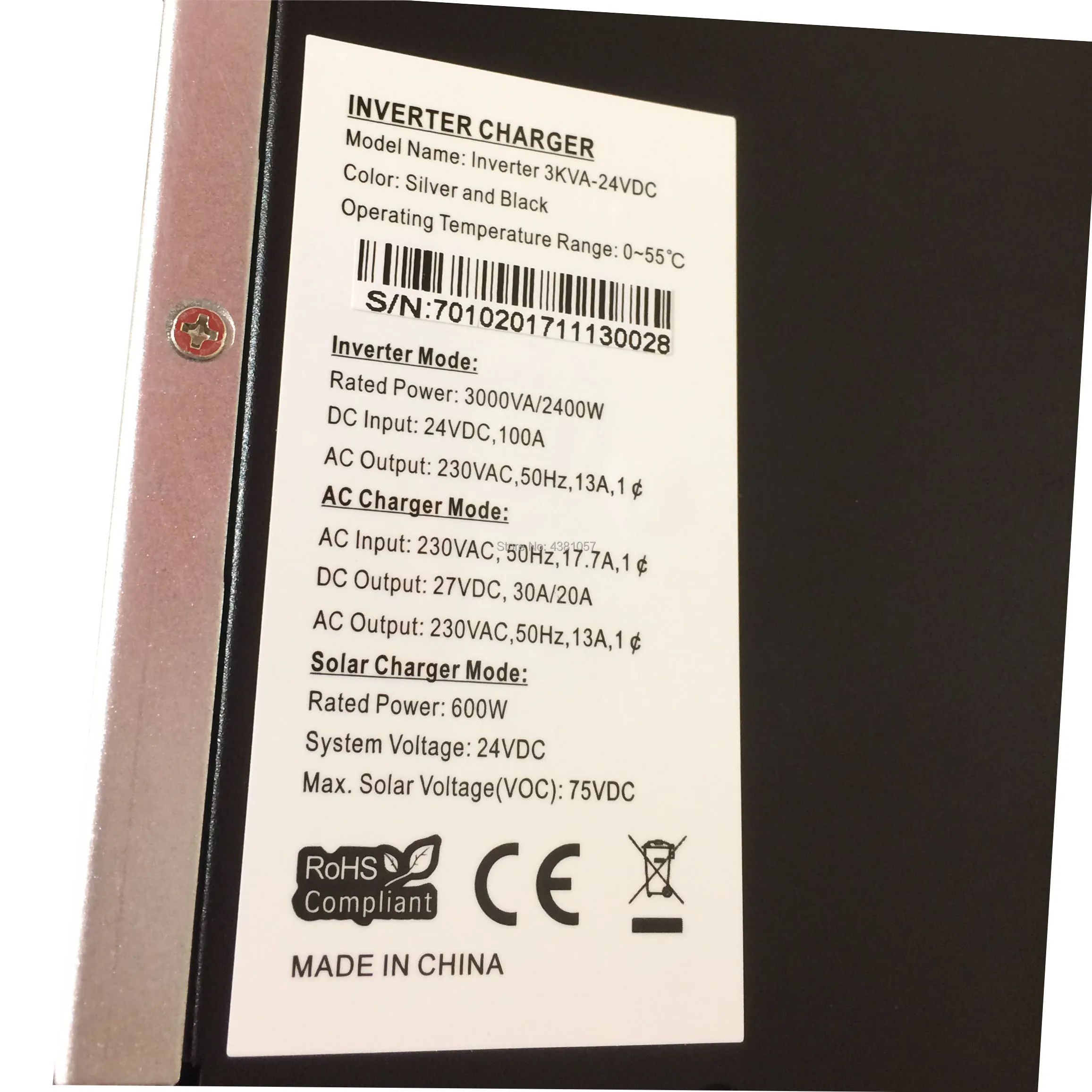 3KVA солнечный гибридный инвертор Встроенный 24V40A MPPT Контроллер заряда для 1000 Вт