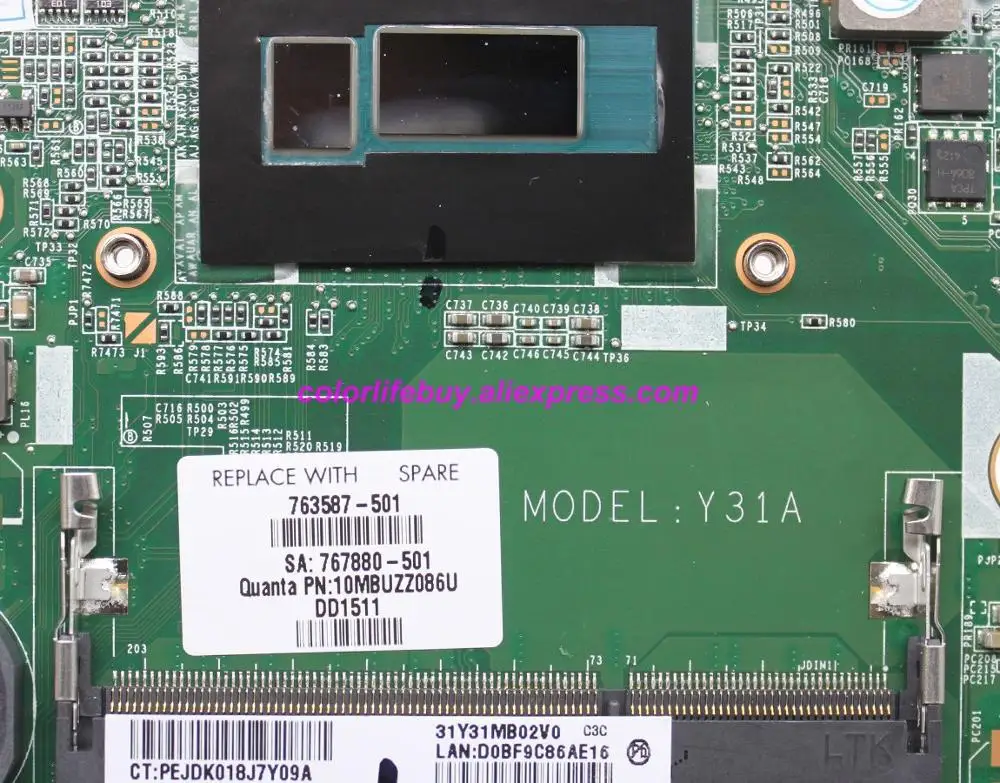  Genuine 763587-001 763587-501 763587-601 850M/4GB w i7-4510U DAY31AMB6C0 Laptop Motherboard for HP 