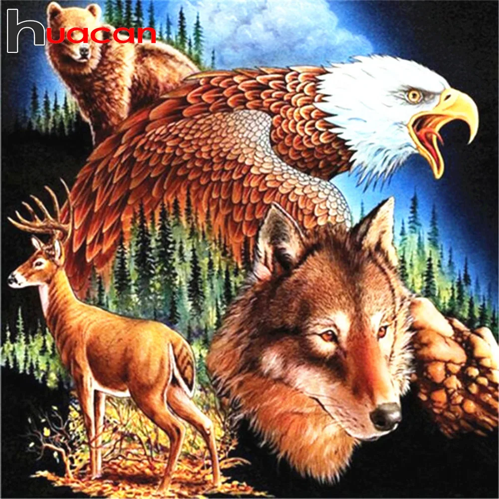 

Haucan 5D DIY Diamond Painting Animal Diamond Embroidery Full Square Eagle Cross Stitch Mosaic Rhinestones Pictures Decoration