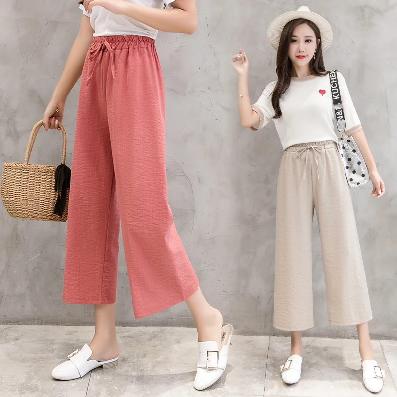 Cotton Linen Pants Women Summer 2019 Casual Loose Comfortable Thin Wide ...