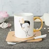 Motif à os en porcelaine de Style romantique européen, Design or, tasse à lait, bord, lettre dorée, petite tasse de café Bourgeois ► Photo 3/6