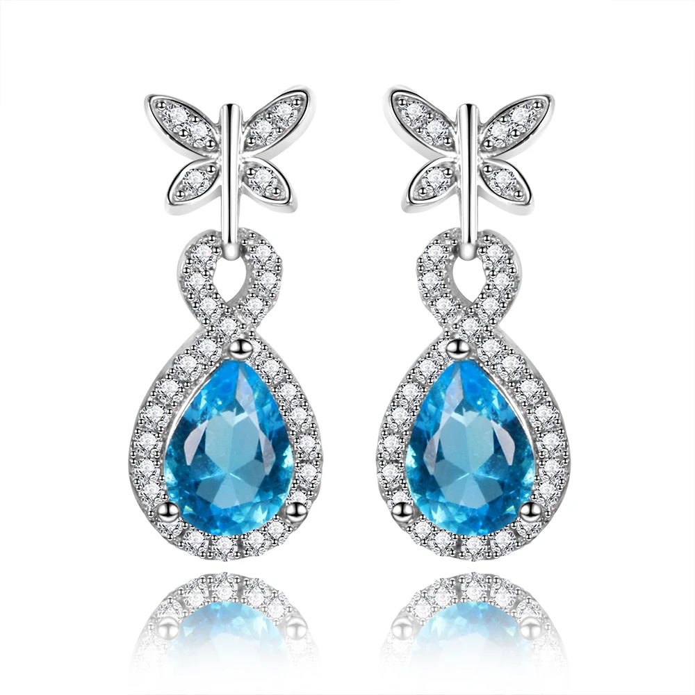Aquamarine Party Drop Wedding Hoop Earrings 925 Jewellery Dangle Filled Silver