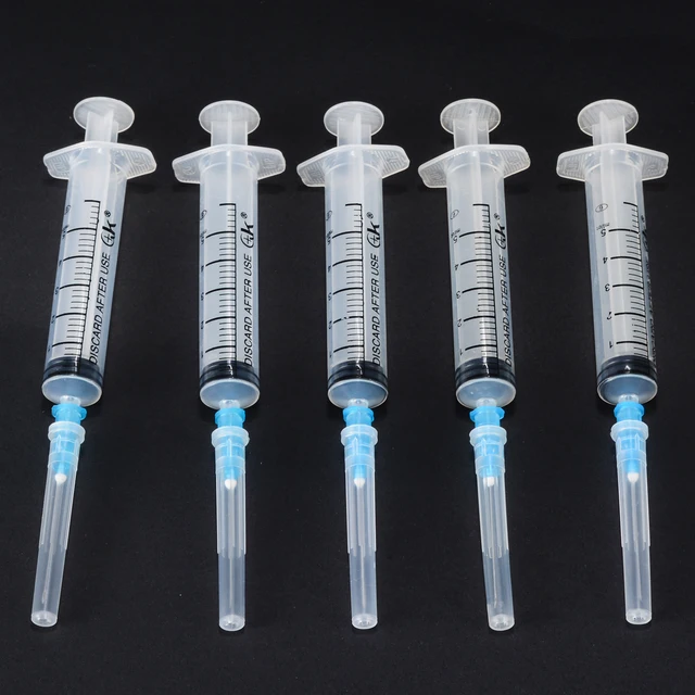 5 Set Glue Syringe 5ml Plastic Syringe with Sharp End Tip Needle And