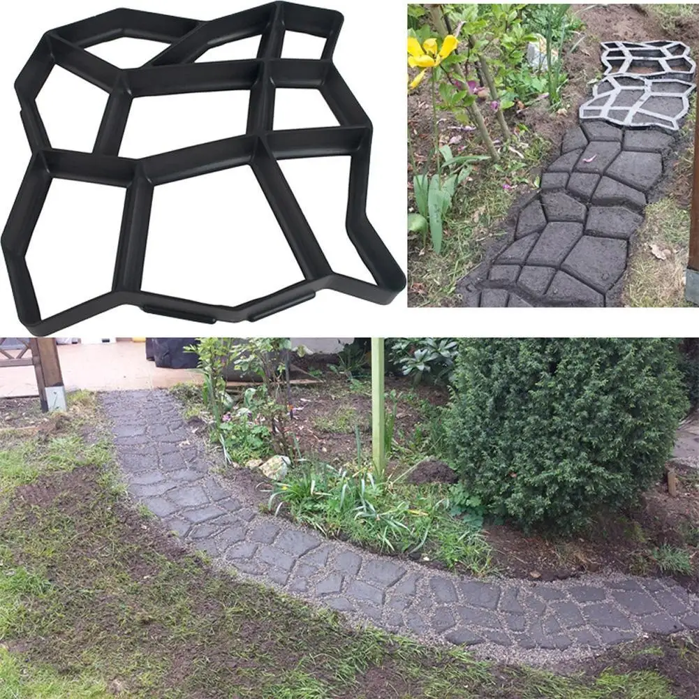 

1 Pcs Black Plastic Making DIY Paving Mould Home Garden Floor Road Concrete Stepping Driveway Stone Path Floor Mould