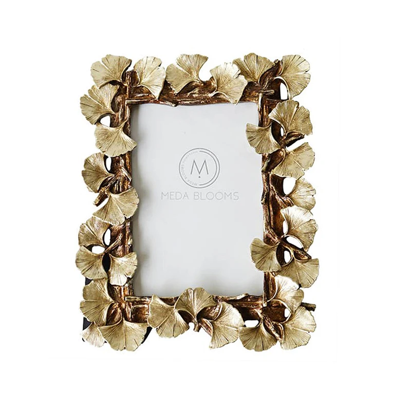 

LUDA Resin Retro Frame Golden Ginkgo Leaf Photo Frame Home Decorations