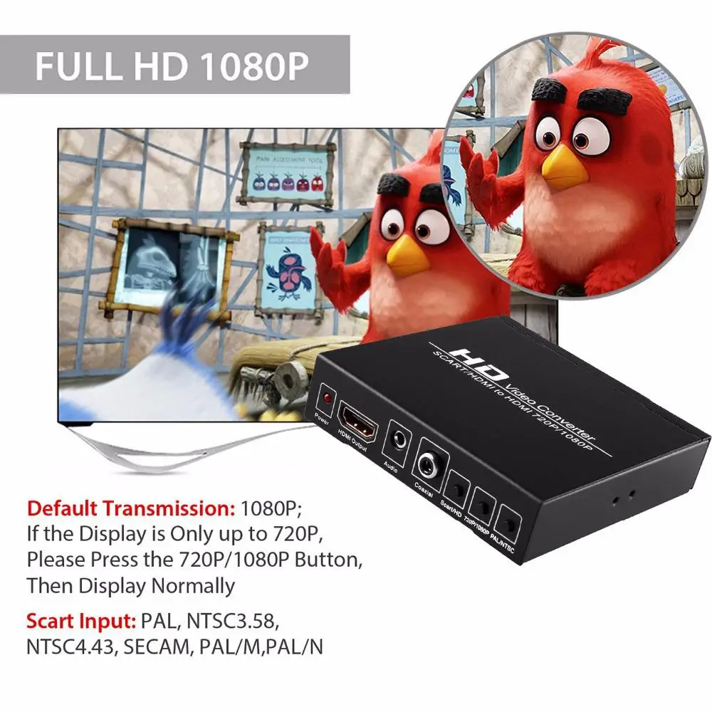 EastVita SCART HDMI в HDMI конвертер Full HD 1080P цифровой высокой четкости видео конвертер адаптер для HDTV аудио конвертер r25