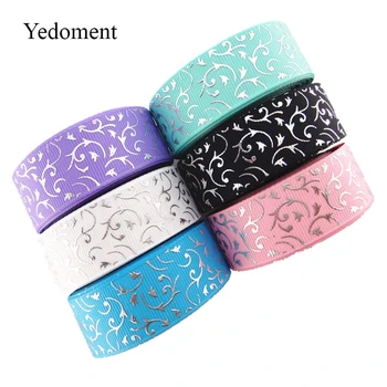 

17102526,New arrival 7/8" (22mm) 10 yards/lot hot silver flowers printed grosgrain ribbons cartoon ribbon DIY handmade materials