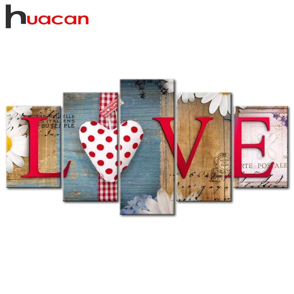 

Huacan Multi-picture Combination 5D Diamond Painting Full Square Cartoon Diamond Embroidery Cross Stitch LOVE Rhinestones Mosaic