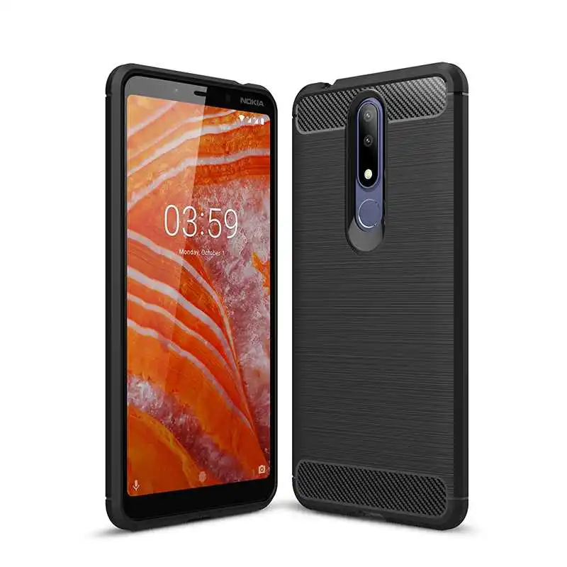 Противоударный мягкий силиконовый чехол из углеродного волокна и ТПУ для Nokia 3 1