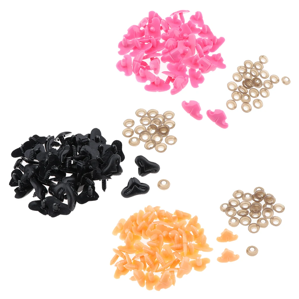 

100pcs Plastic Dolls Noses Craft Foxes Nose for Dolls Puppets Plush Animals DIY Nose Pink Black Noses For Stuffed Animals