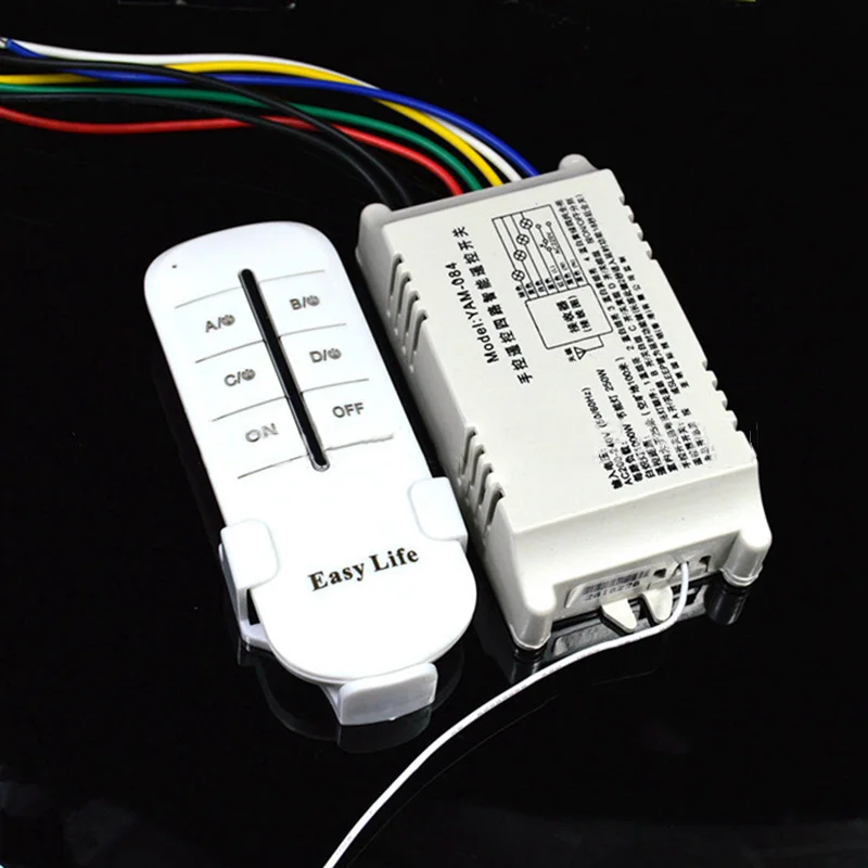 Беспроводной ВКЛ/ВЫКЛ 4 кнопки 240 В лампа приемник передатчик дистанционное управление переключатель